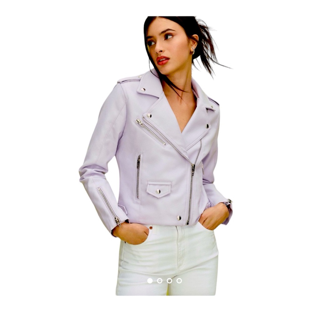 Blank NYC Lavender faux leather Moto jacket XS NWT.